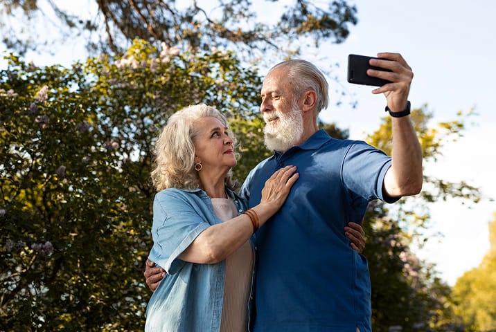 A couple taking a selfie